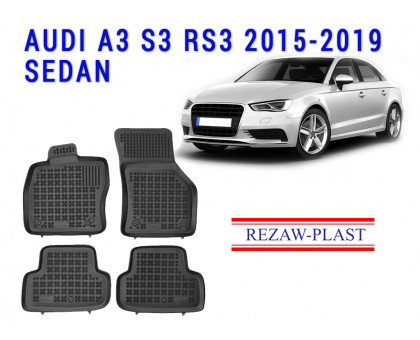 REZAW PLAST Car Liners for Audi A3 S3 RS3 2015-2019 Sedan Custom Fit Black 