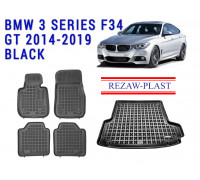 REZAW PLAST Floor Mats Set for BMW 3 Series F34 GT 2014-2019 Durable Water Resistant