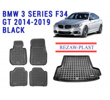 REZAW PLAST Floor Mats Set for BMW 3 Series F34 GT 2014-2019 Durable Black 