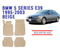 REZAW PLAST Rubber Floor Mats for BMW 5 Series E39 1995-2003 All Weather Beige