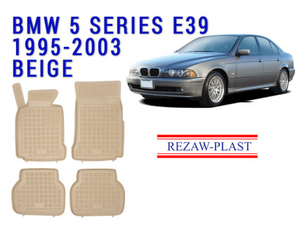 REZAW PLAST Rubber Floor Mats for BMW 5 Series E39 1995-2003 All Weather Beige