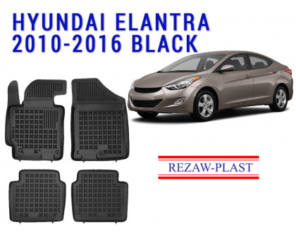 REZAW PLAST Custom Fit Car Mats for Hyundai Elantra 2010-2016 Anti-Slip Black
