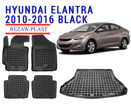 REZAW PLAST Automotive Floor Liners for Hyundai Elantra 2010-2016 All Weather Black