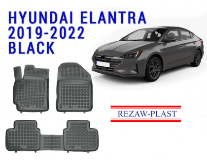 REZAW PLAST Rubber Floor Mats for Hyundai Elantra 2019-2022 All Weather Molded