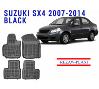 REZAW PLAST Rubber Floor Liners for Suzuki SX4 2007-2014 Sedan Water Resistant Easy Care