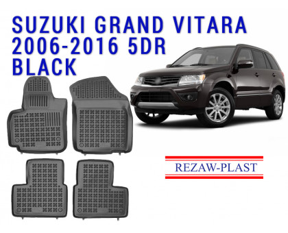 REZAW PLAST Custom Fit Floor Mats for Suzuki Grand Vitara 2006-2016 Custom Fit Black