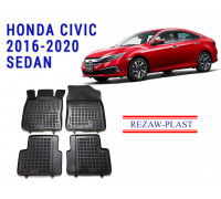 REZAW PLAST Custom Fit Floor Mats for Honda Civic 2016-2020 Sedan Durable Black