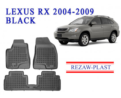 REZAW PLAST All-Weather Rubber Mats for Lexus RX 2004-2009 Custom Fit Black