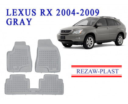 REZAW PLAST All-Weather Rubber Mats for Lexus RX 2004-2009 Anti-Slip Gray