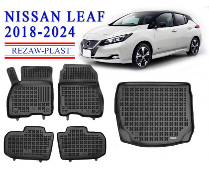 REZAW PLAST Vehicle Mats Set for Nissan Leaf 2018-2024 Odorless Black
