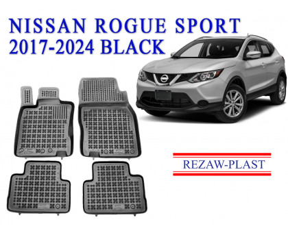REZAW PLAST Custom Fit Car Mats for Nissan Rogue Sport 2017-2024 All Season Black