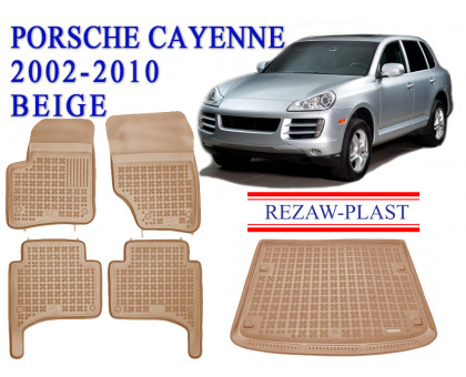 REZAW PLAST SUV Floor Liners for Porsche Cayenne 2002-2010 Waterproof Beige