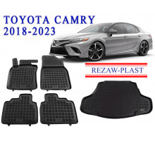 REZAW PLAST Custom Fit Floor Mats for Toyota Camry 2018-2023 Anti-Slip Black