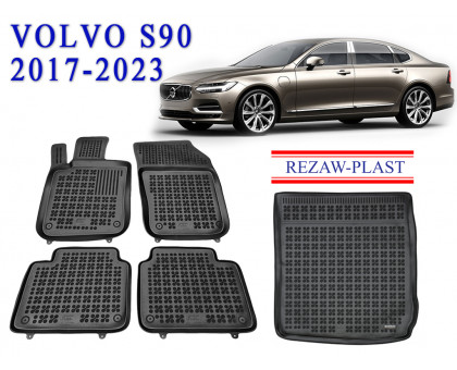 REZAW PLAST Rubber Mats for Volvo S90 2017-2023 Anti-Slip Black