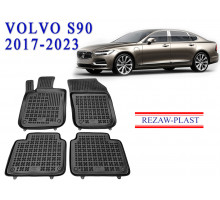 REZAW PLAST Rubber Car Mats for Volvo S90 2017-2023 All Season Black