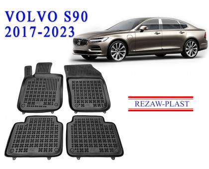 REZAW PLAST Rubber Car Mats for Volvo S90 2017-2023 All Season Black
