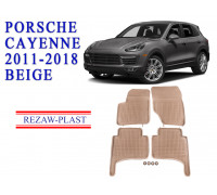 REZAW PLAST All-Weather Rubber Mats for Porsche Cayenne 2011-2018 Custom Fit Beige