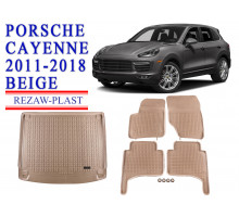 REZAW PLAST Rubber Mats for Porsche Cayenne 2011-2018 Anti-Slip Beige 