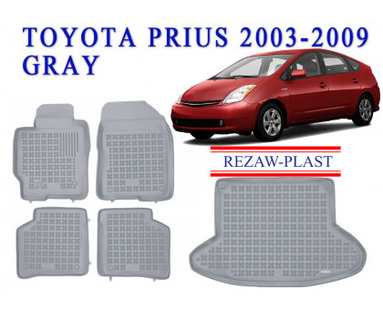 REZAW PLAST Floor Mats Set for Toyota Prius 2003-2009 Odorless Gray