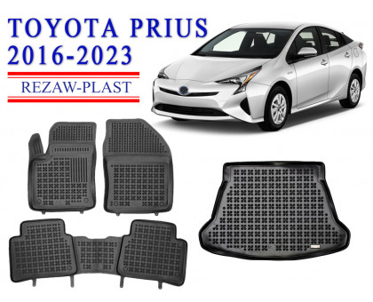 REZAW PLAST Rubber Mats for Toyota Prius 2016-2023 All Season Black