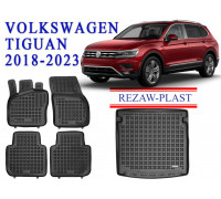 REZAW PLAST Floor Mats Set for SUV Heavy-Duty Mat Set for Volkswagen Tiguan 2018-2023 Anti-Slip Black