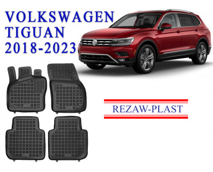 REZAW PLAST Premium Rubber Floor Mats for Volkswagen Tiguan 2018-2023 Odorless Black