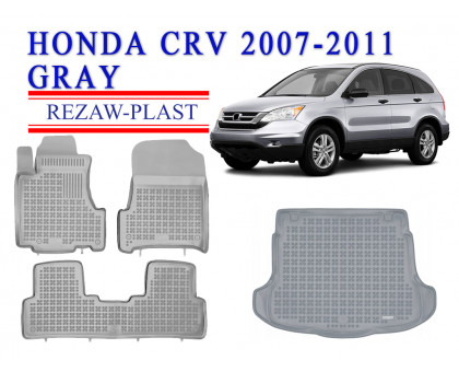 REZAW PLAST Floor Mats Set for SUV for Honda CR-V 2007-2011 All Season Gray