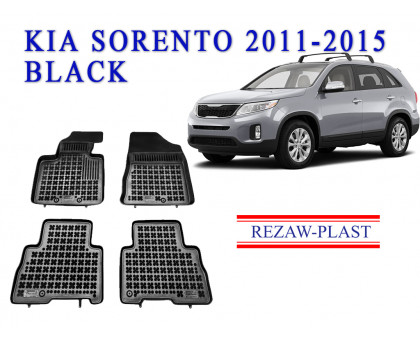 REZAW PLAST Premium Floor Mats for Kia Sorento 2011-2015 All-Season Black 