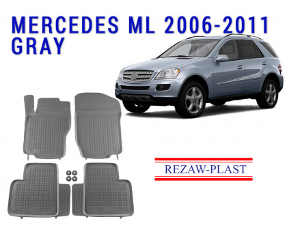 REZAW PLAST Rubber Mats for Mercedes ML 2006-2011 Odorless Gray