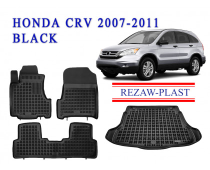 REZAW PLAST Floor Liners for Honda CR-V 2007-2011 All Weather Black