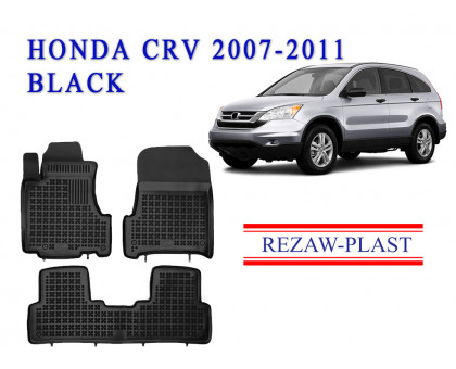 REZAW PLAST All-Weather Rubber Mats for Honda CR-V 2007-2011 All Weather Black