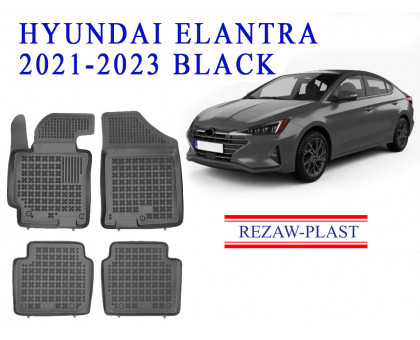 REZAW PLAST Rubber Floor Mats for Hyundai Elantra 2021-2023 Odorless Black
