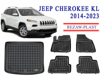 REZAW PLAST Floor Mats Set for Jeep Cherokee KL 2014-2023 Durable Black