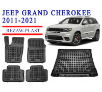 REZAW PLAST Floor Liners Set for Jeep Grand Cherokee 2011-2021 Waterproof Black