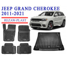 REZAW PLAST Floor Liners Set for Jeep Grand Cherokee 2011-2021 Waterproof Black