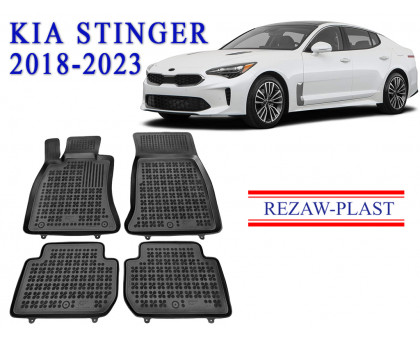 REZAW PLAST Rubber Mats for Kia Stinger 2018-2023 All Season Black
