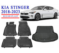 REZAW PLAST Car Floor Liners for  Kia Stinger 2018-2023 Waterproof Black