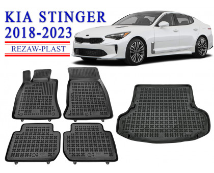 REZAW PLAST Car Floor Liners for  Kia Stinger 2018-2023 Waterproof Black