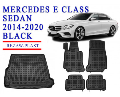 REZAW PLAST Full Set Floor Cover for Mercedes E Class 2014-2020 Sedan All Season Black