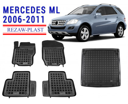 REZAW PLAST Floor Mats Set for Mercedes ML 2006-2011 Durable Black