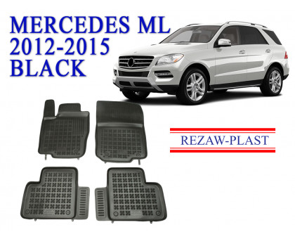 REZAW PLAST Premium Floor Liners for Mercedes ML 2012-2015 Anti-Slip Black